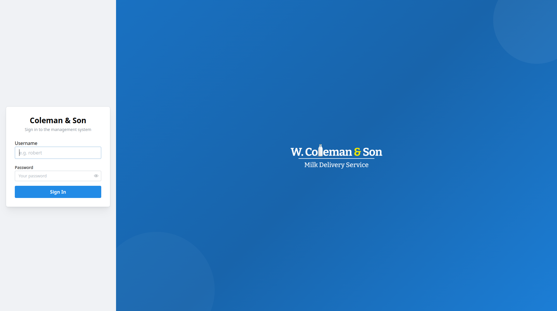 Coleman desktop application with branded login