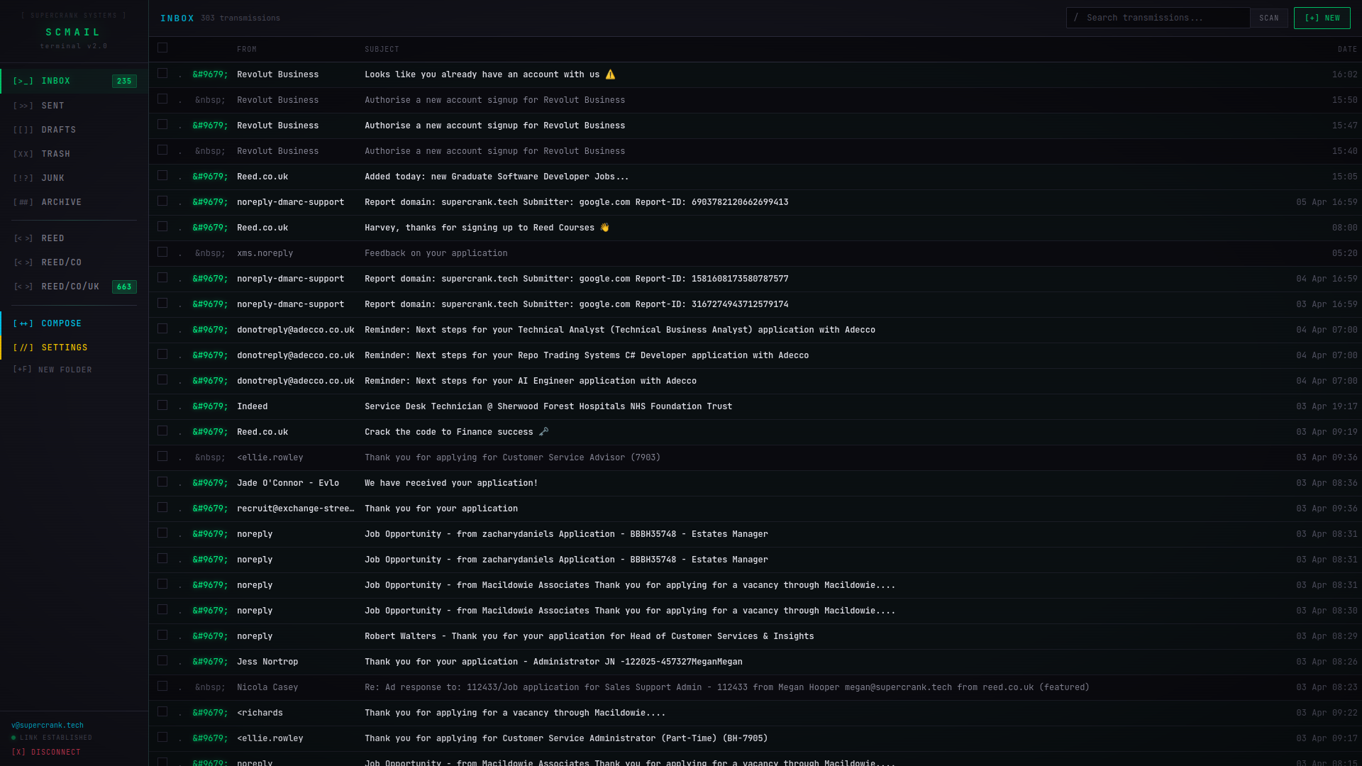 SCMail webmail inbox